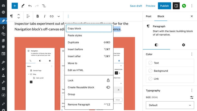 Gutenberg 15.0 新功能详解置顶块粘贴样式优化体验