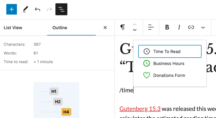 Gutenberg 15.3新功能：阅读时间区块上线及双色调滤镜优化