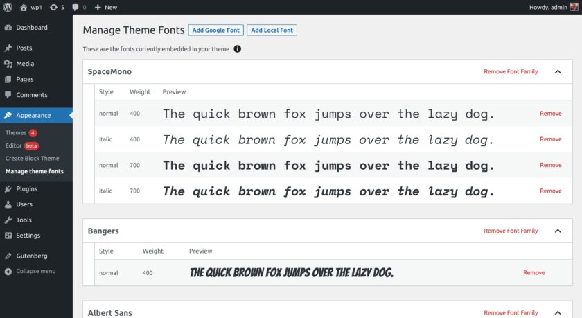 WordPress Gutenberg字体库路线图详解及管理界面规划