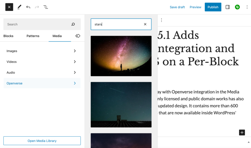 Gutenberg 15.1重磅升级：Openverse集成与区块CSS自定义功能详解