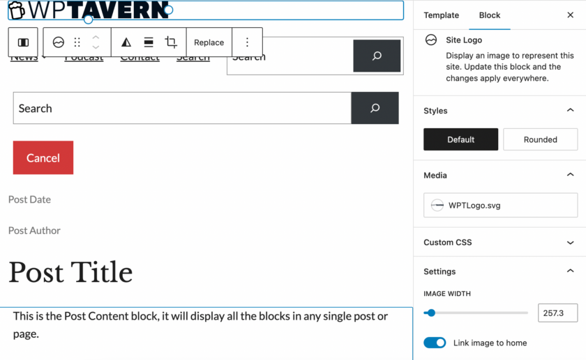 Gutenberg 15.7 新增站点徽标上传功能及顶部工具栏优化