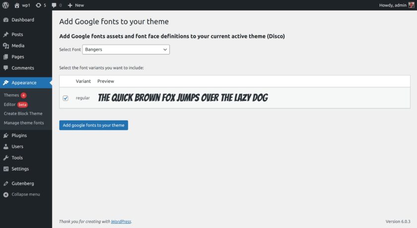 WordPress Gutenberg字体库路线图详解及管理界面规划