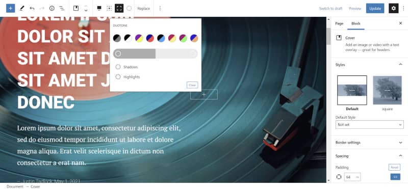Gutenberg 10.6新功能详解：双色调滤镜与常用标签选择器