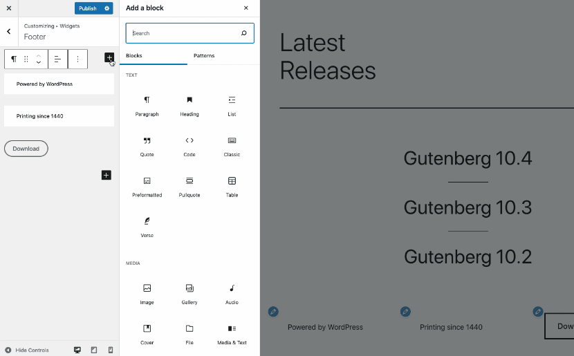 Gutenberg 10.4新增块小工具功能详解