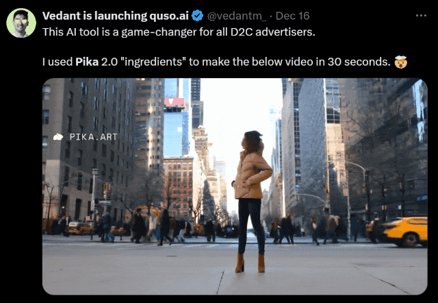 Pika 2.0场景元素引爆AI视频革命，颠覆广告创作新格局
