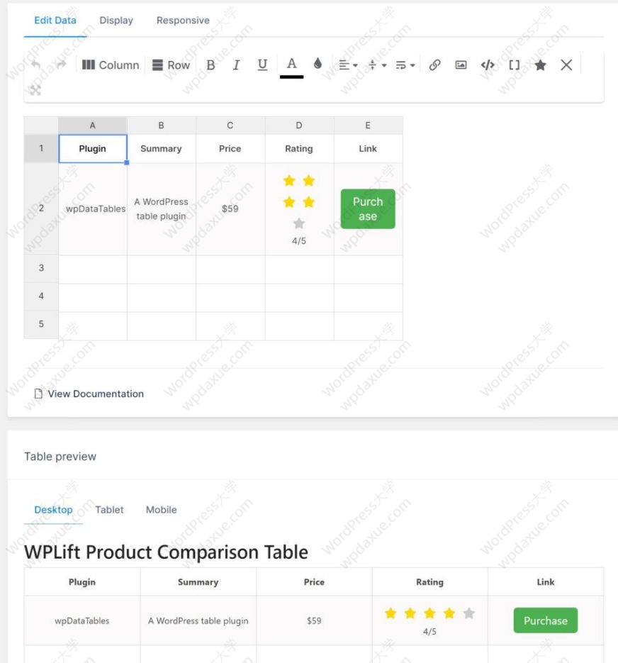 WordPress表格图表插件wpDataTables功能评测与使用指南