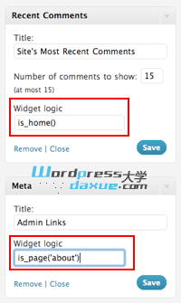 Widget Logic插件实现小工具指定页面显示设置教程