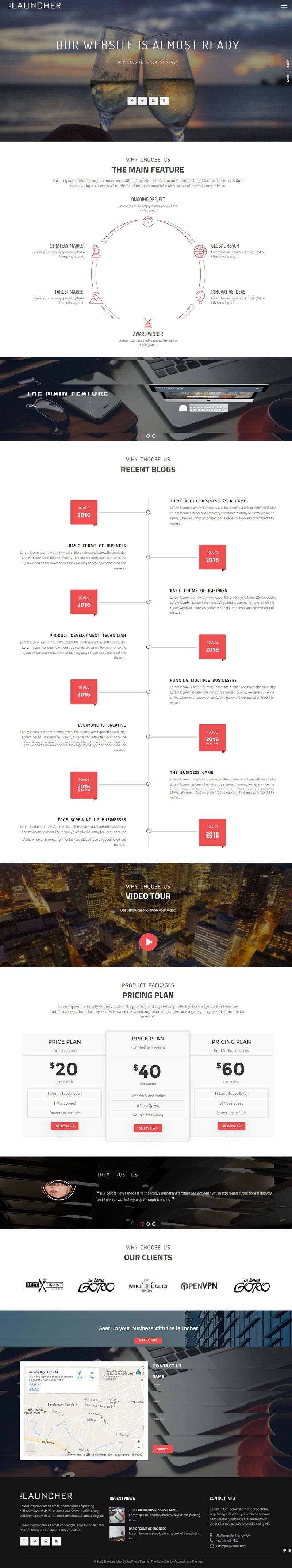 WordPress全能单页视差企业主题The Launcher推荐