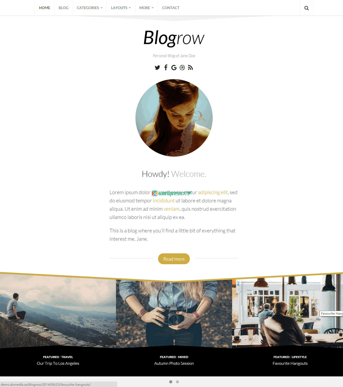 AlxMedia全新免费WordPress主题Blogrow现代个人博客设计
