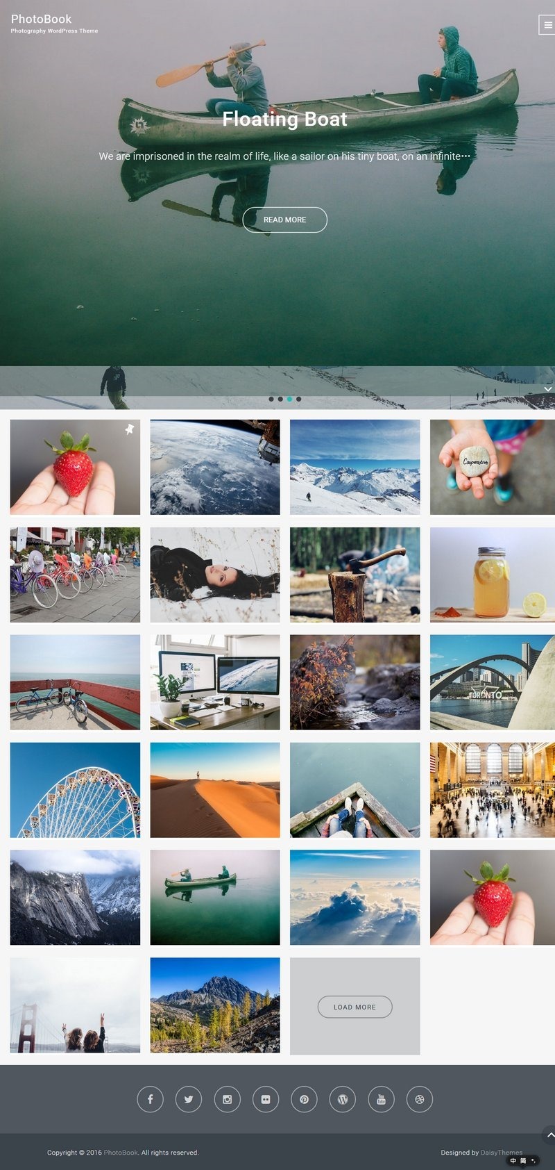 WordPress Bootstrap响应式摄影主题PhotoBook带定制器