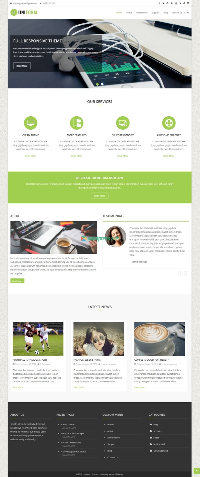 WordPress Uniform免费企业主题下载与使用教程