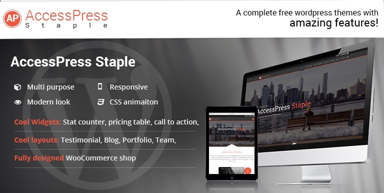 AccessPress Staple免费单页视差企业主题功能强大