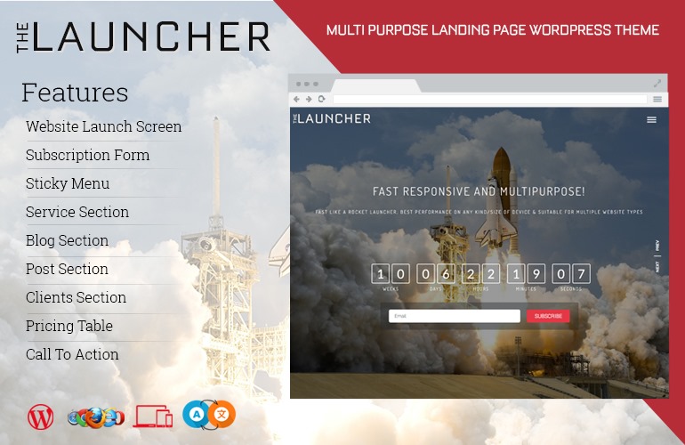 WordPress全能单页视差企业主题The Launcher推荐