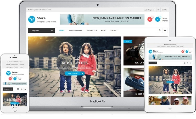 WooCommerce WordPress免费商城主题eStore：专业美观易定制