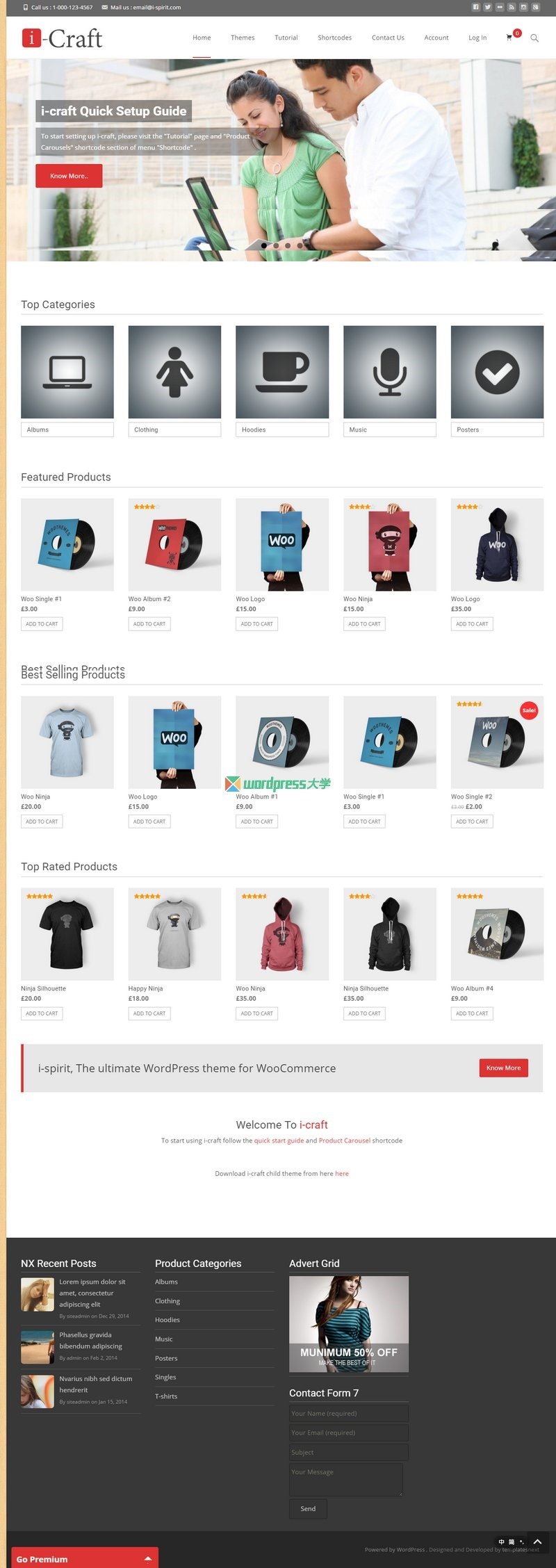WordPress免费多用途企业主题i-craft WooCommerce电商网站优选