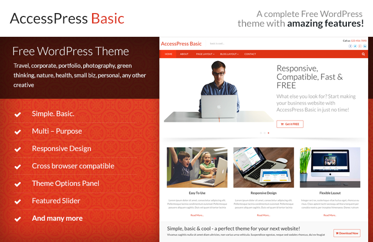 免费WordPress企业主题AccessPress Basic下载预览