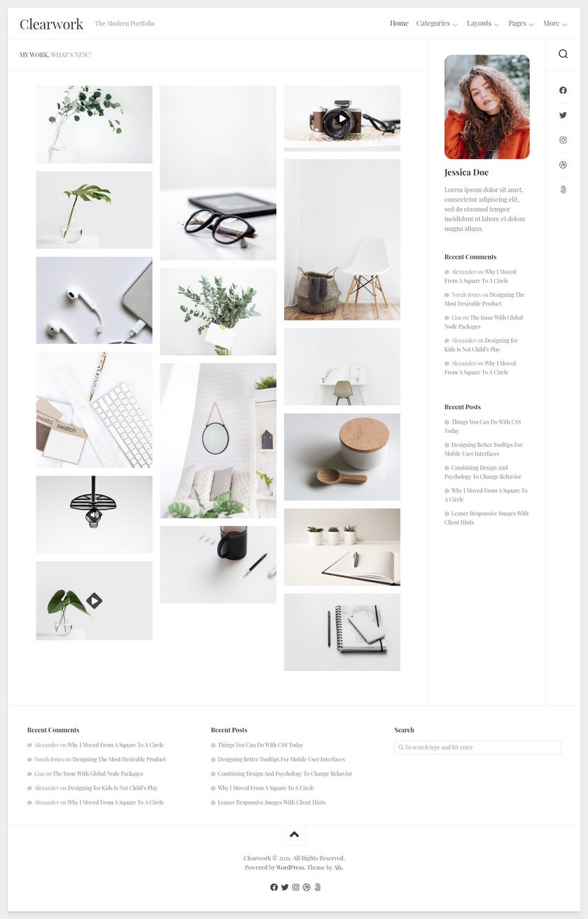 WordPress Clearwork作品展示主题创意设计高颜值模板