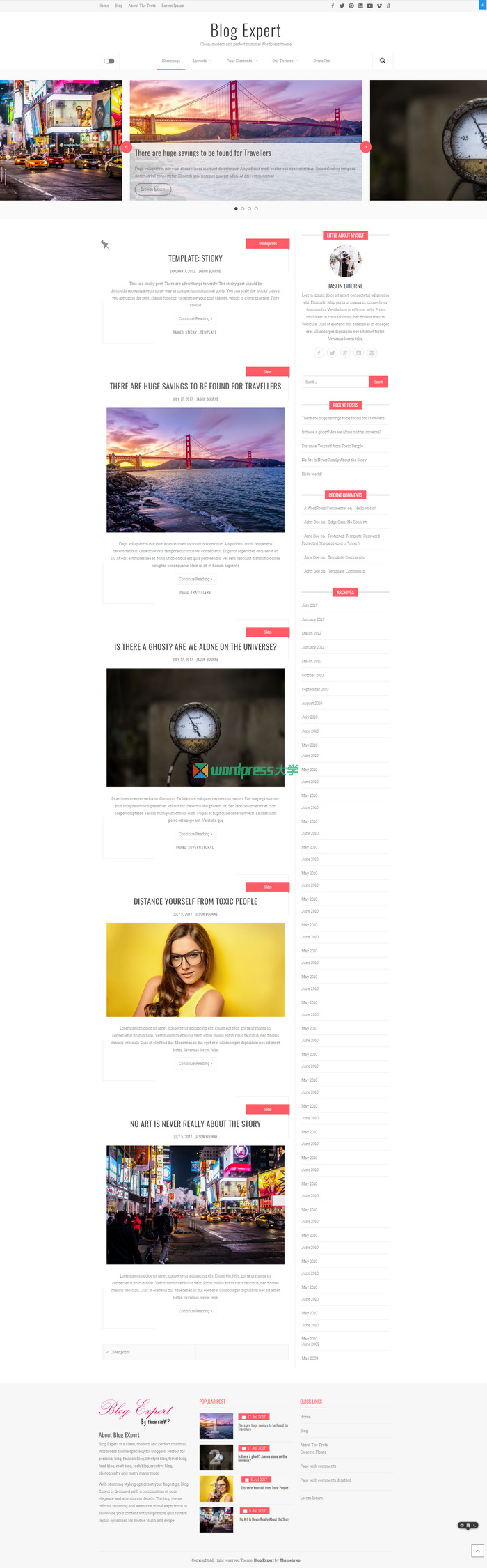 免费WordPress响应式博客主题Blog Expert 现代设计移动优化