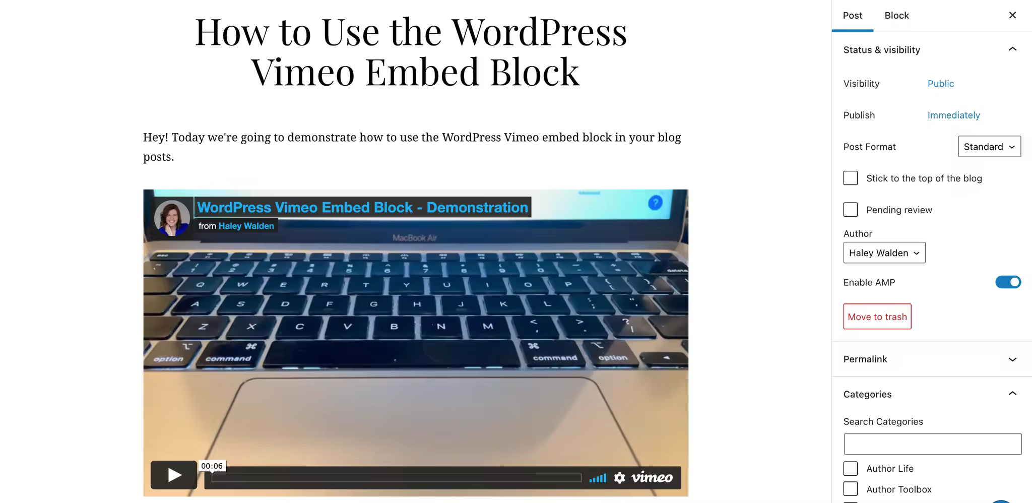 古腾堡教程：WordPress Vimeo视频嵌入技巧