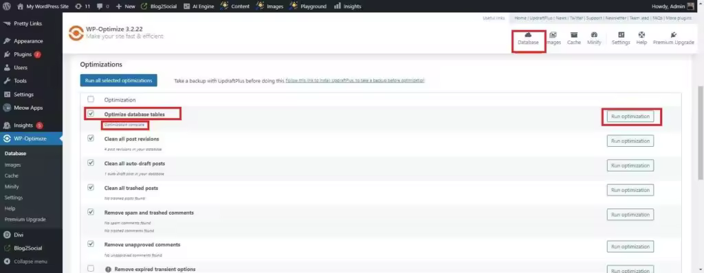 WP-Optimize评测：数据库清理与WordPress提速工具